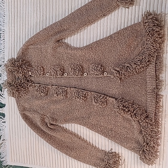 Vintage Halukoko Tan Long Cardigan with Fringe Size M - Picture 3 of 6
